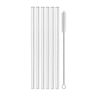 Glass drinking straws Straight (6 straws) with cleaning brush