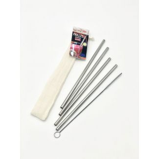 Inox drinking straws Straight (6 straws) with cleaning brush